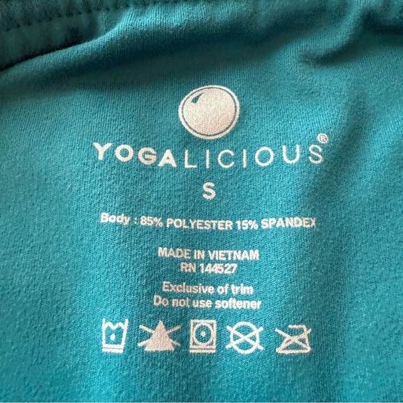 YOGALICIOUS Athletic Leggings Women’s Size Small Full length Teal Turquoise Soft - Picture 2 of 7